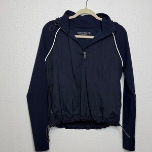 Outdoor Voices Black FrostKnit Hoodie Quarter Zip Jacket Windbreaker M